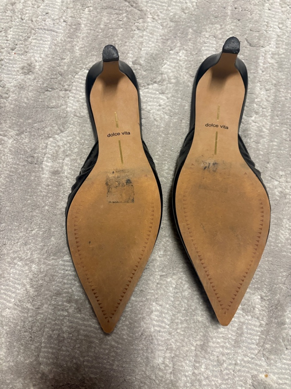Dolce Vita Black Pointed Toe Leather Slip-On Mules with Bow - Picture 2 of 3
